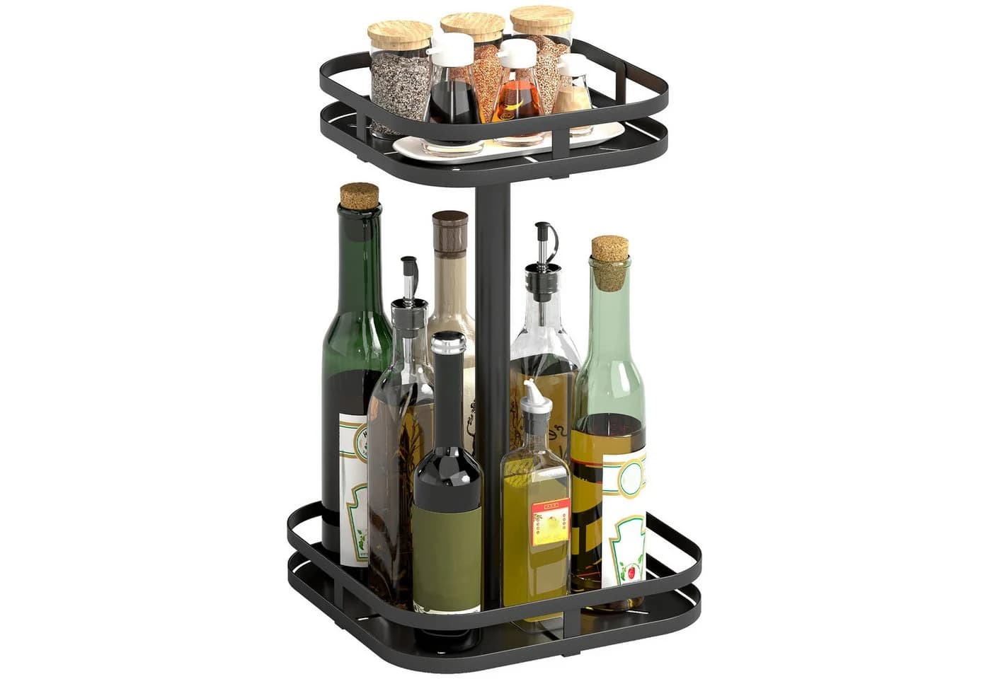HOMCOM Gewürzregal 360° drehbar Schwarz