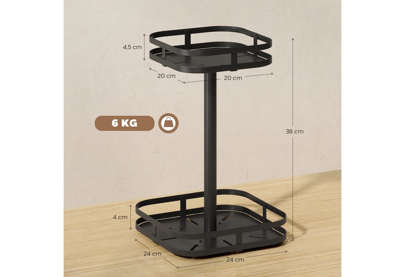 HOMCOM Gewürzregal 360° drehbar Schwarz - Bild 3
