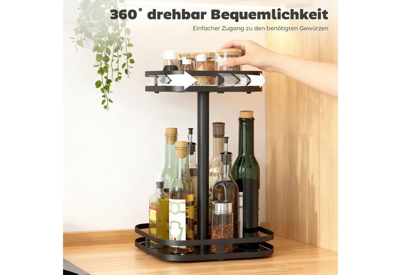 HOMCOM Gewürzregal 360° drehbar Schwarz - Bild 4