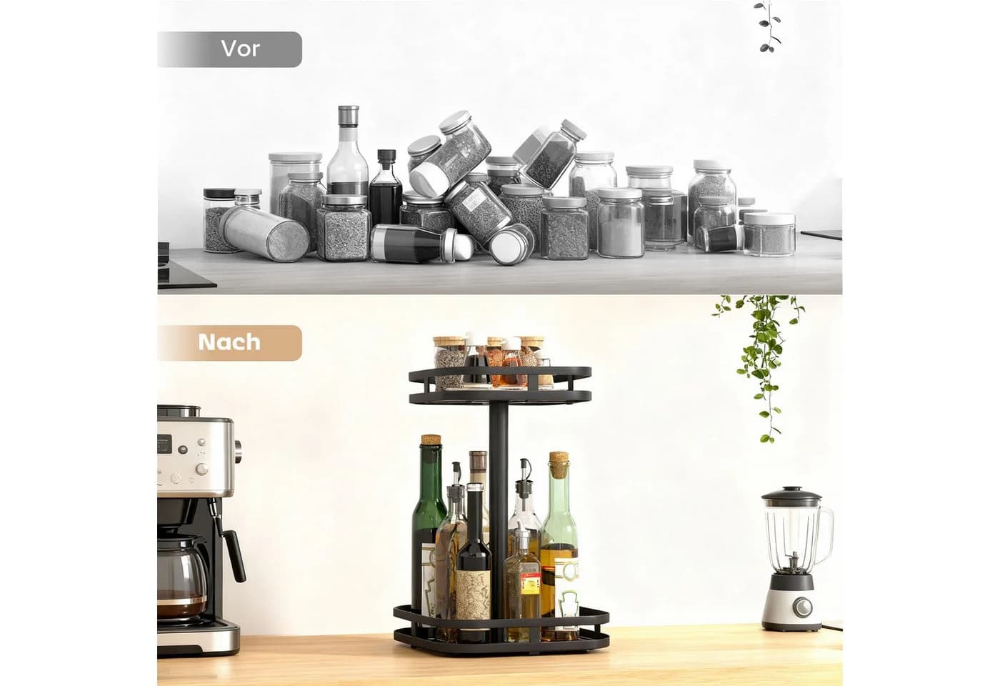 HOMCOM Gewürzregal 360° drehbar Schwarz - Bild 5