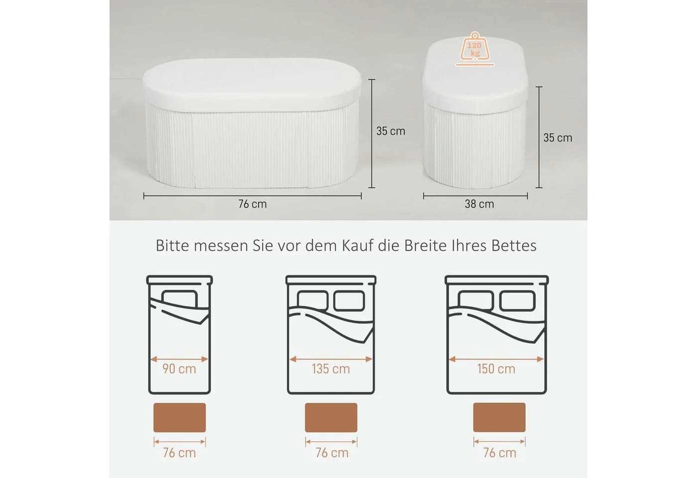 HOMCOM Sitzbank 76 x 38 x 35 cm Polsterbank mit Stauraum - Bild 3