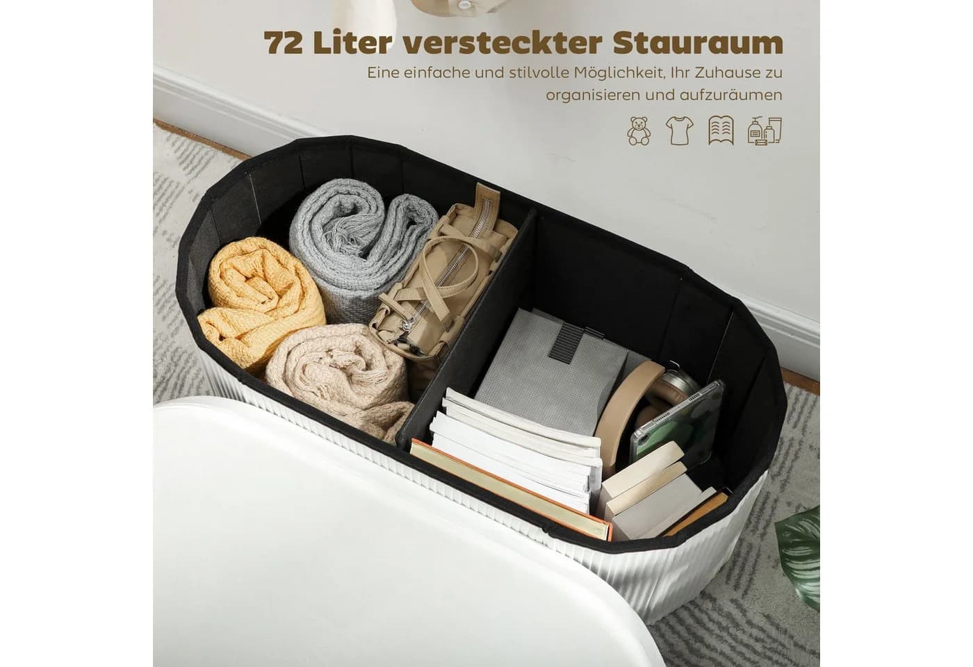 HOMCOM Sitzbank 76 x 38 x 35 cm Polsterbank mit Stauraum - Bild 4
