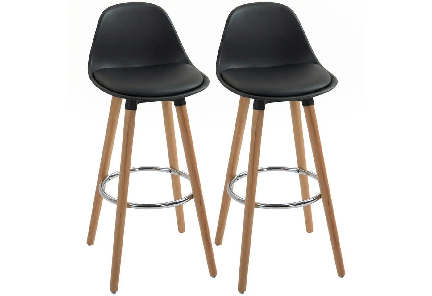 HOMCOM Barhocker 2er-Set Kunstleder Schwarz