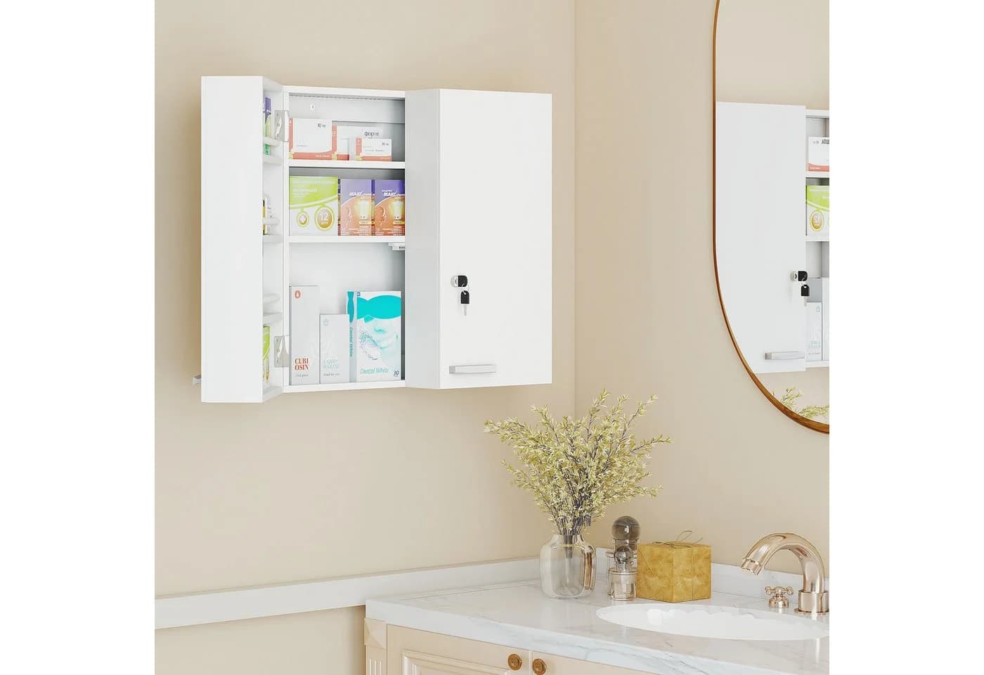 HOMCOM Medizinschrank 11 Fächer Weiß - Bild 2