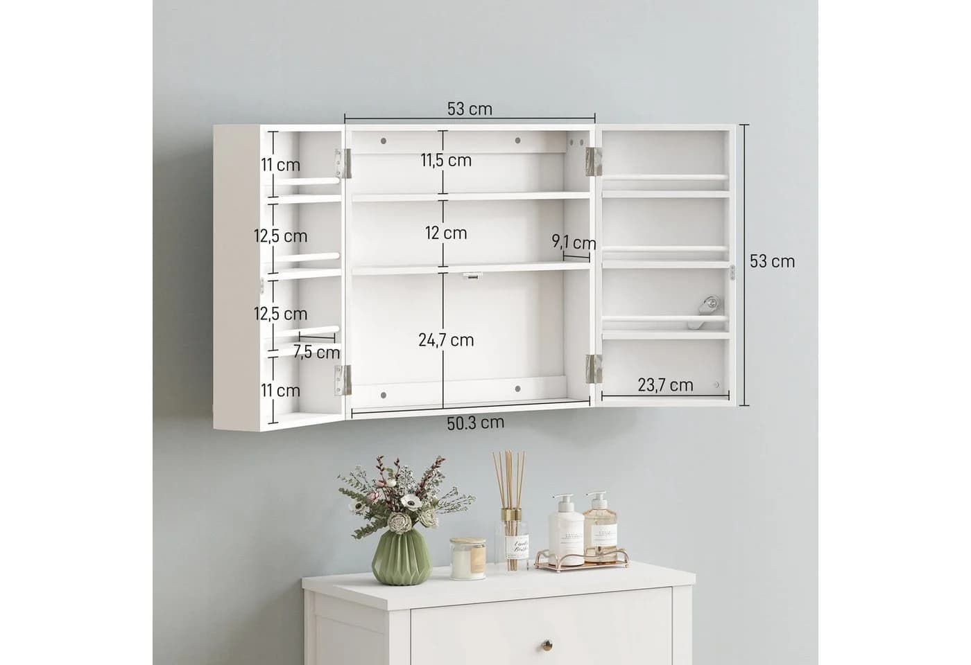 HOMCOM Medizinschrank 11 Fächer Weiß - Bild 3