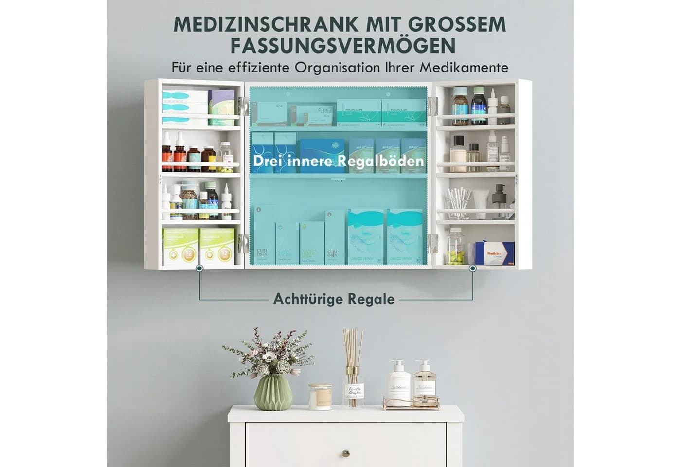 HOMCOM Medizinschrank 11 Fächer Weiß - Bild 4