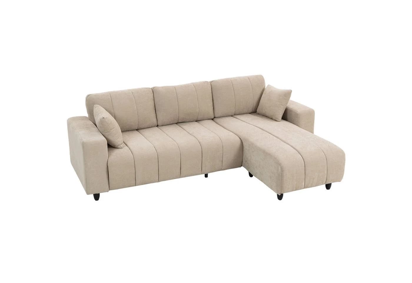 HOMCOM Ecksofa Beige mit 2 Kissen und wechselbarer Chaiselongue - Bild 1