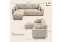 HOMCOM Ecksofa Beige mit 2 Kissen und wechselbarer Chaiselongue Bild 3