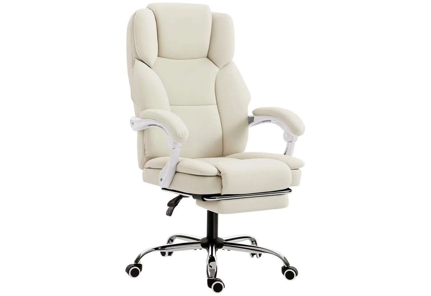 HOMCOM Bürostuhl mit Liegefunktion, höhenverstellbar, Beige