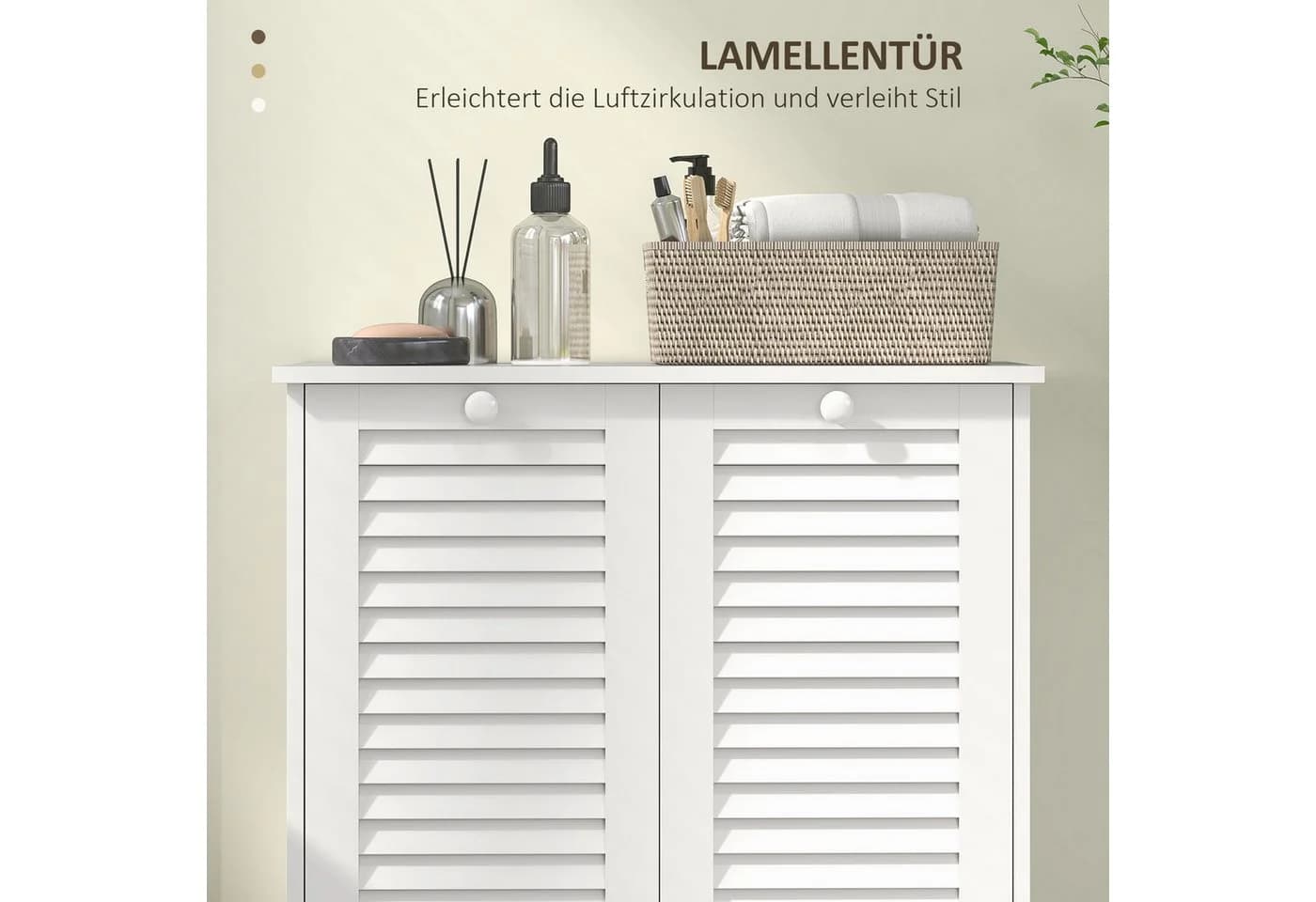 HOMCOM Badkommode Wäscheschrank 2 Wäschekörbe Weiß - Bild 5