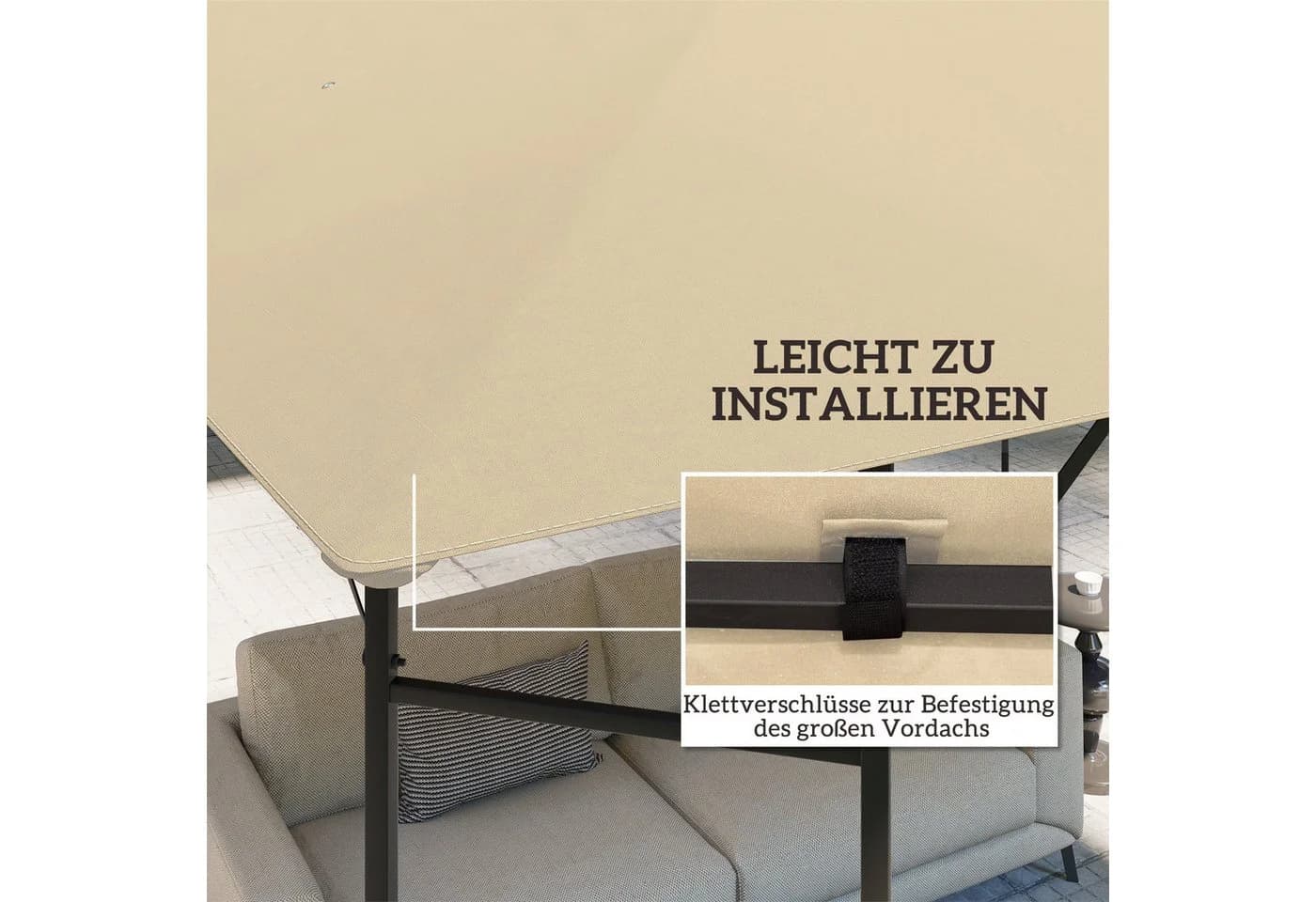 Outsunny Pavillon-Ersatzdach 3x3 m Beige wasserabweisend - Bild 5