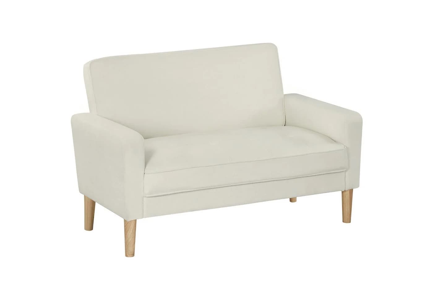 HOMCOM 2-Sitzer Sofa Cremeweiß Samtoptik Modernes Polstersofa - Bild 2