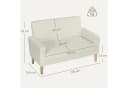 HOMCOM 2-Sitzer Sofa Cremeweiß Samtoptik Modernes Polstersofa Bild 3