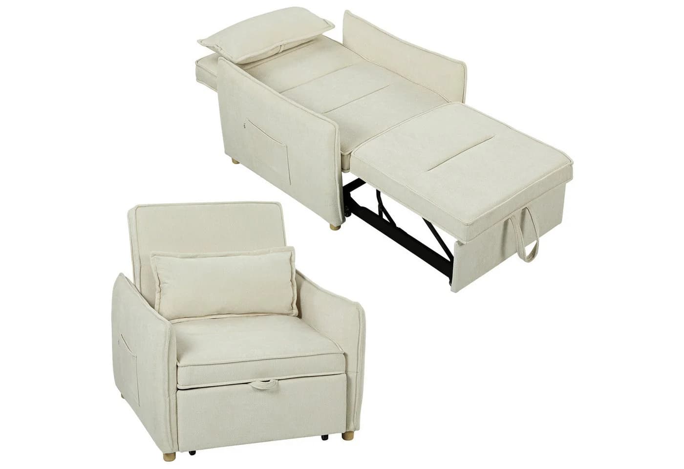 HOMCOM Schlafsessel mit Bett-Funktion Cremeweiß - Bild 1