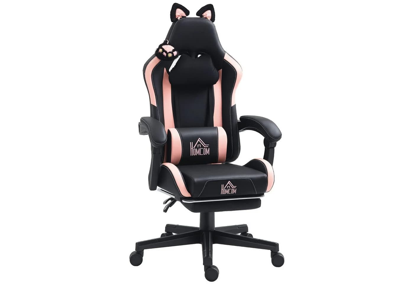 HOMCOM Gaming-Stuhl mit Katzenohren und Fußstütze