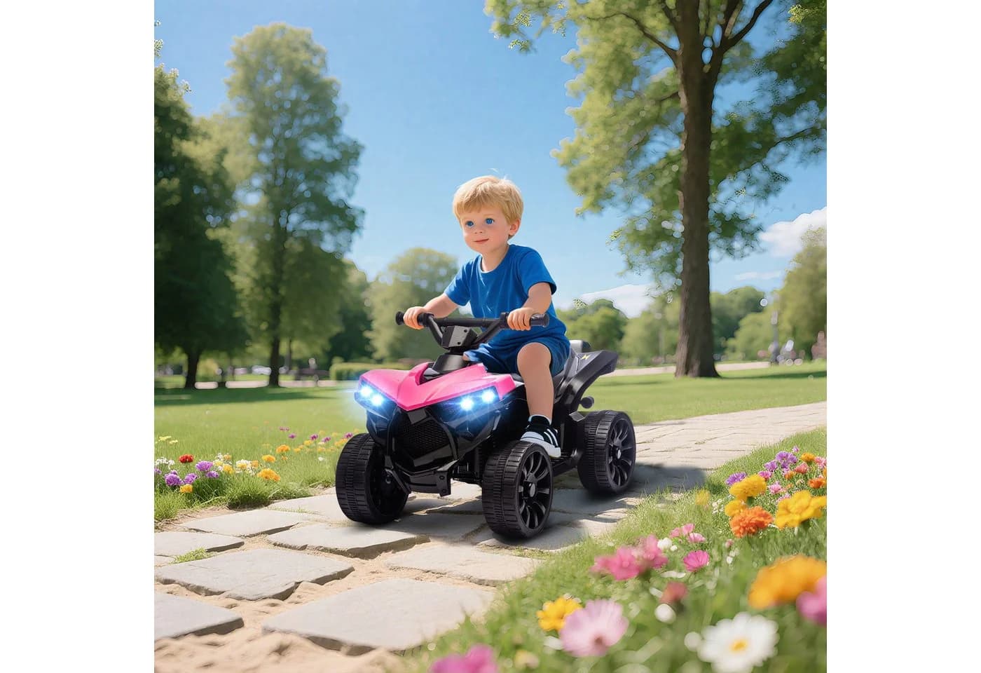 AIYAPLAY Elektro-Kinderquad 6V Rosa mit LED-Scheinwerfer - Bild 2