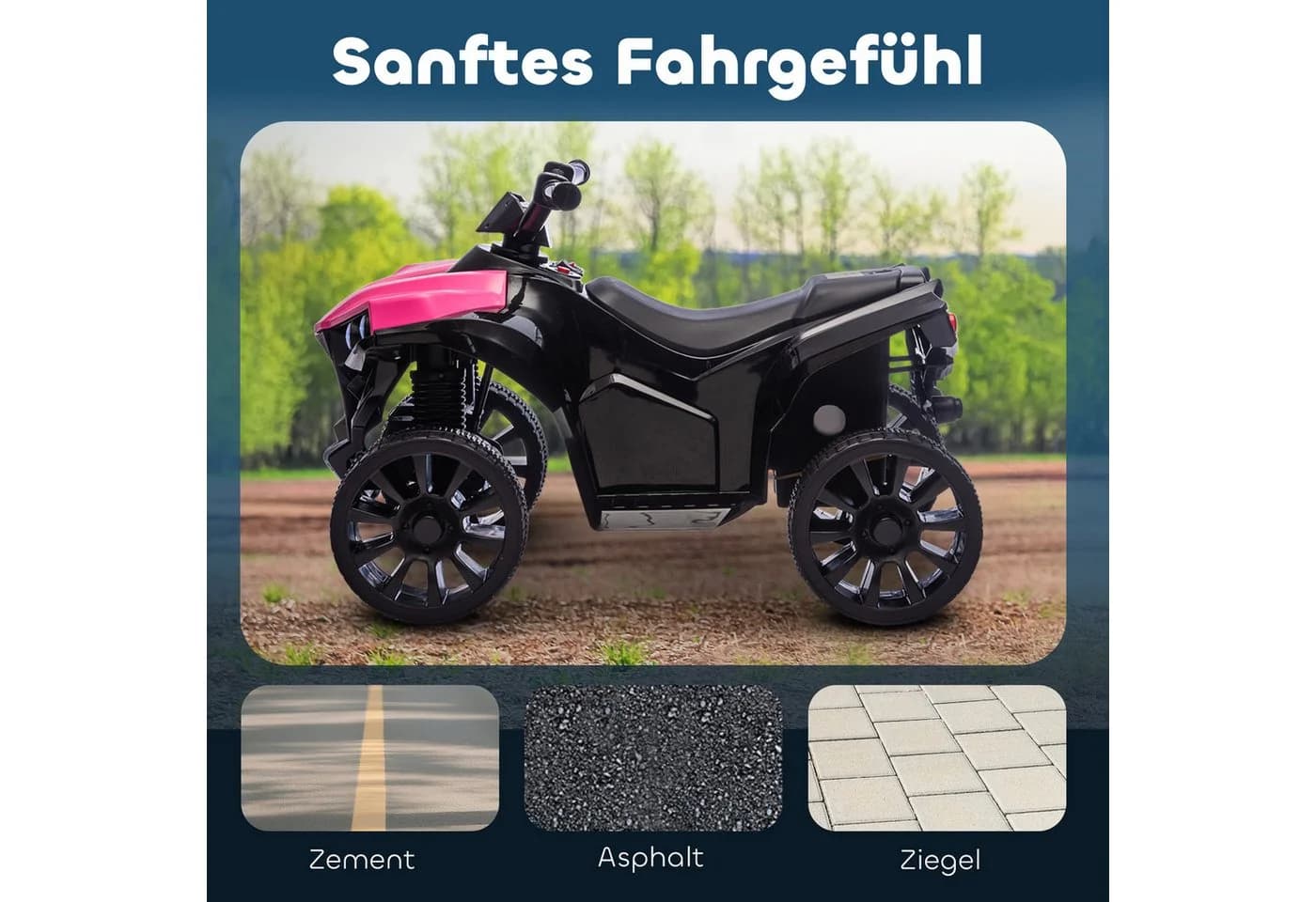AIYAPLAY Elektro-Kinderquad 6V Rosa mit LED-Scheinwerfer - Bild 5