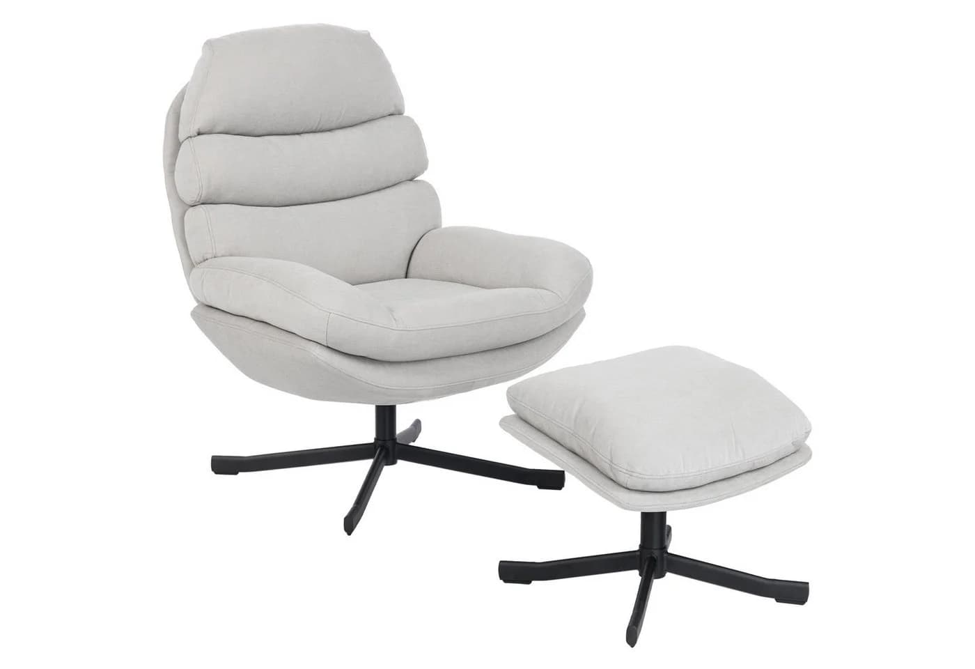 HOMCOM Relaxsessel mit Chenille-Stoff, Cremeweiß, 360-Grad-Drehmechanismus