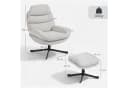 HOMCOM Relaxsessel mit Chenille-Stoff, Cremeweiß, 360-Grad-Drehmechanismus Bild 3