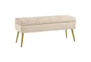 HOMCOM Sitzbank mit Stauraum Beige Samt Optik Truhenbank Bild 1