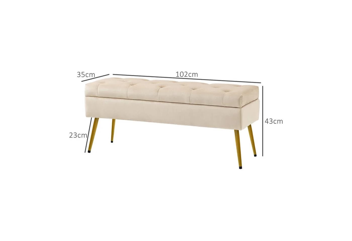 HOMCOM Sitzbank mit Stauraum Beige Samt Optik Truhenbank - Bild 3