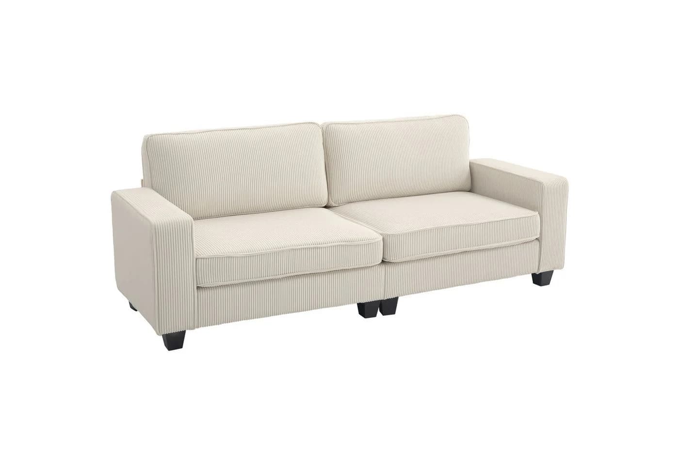 HOMCOM 3-Sitzer Sofa mit Armlehnen und Rückenkissen, Cremeweiß - Bild 2