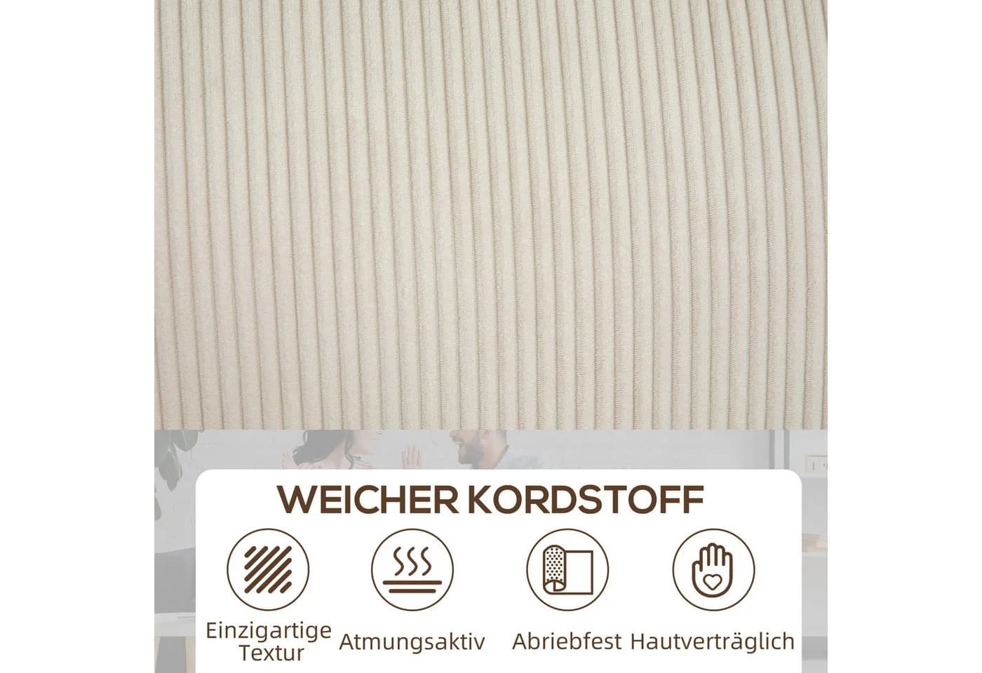 HOMCOM 3-Sitzer Sofa mit Armlehnen und Rückenkissen, Cremeweiß - Bild 5