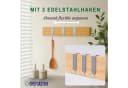 PROREGAL® Wand-Magnet Messerhalter Bambus mit 3 silbernen Haken Bild 5