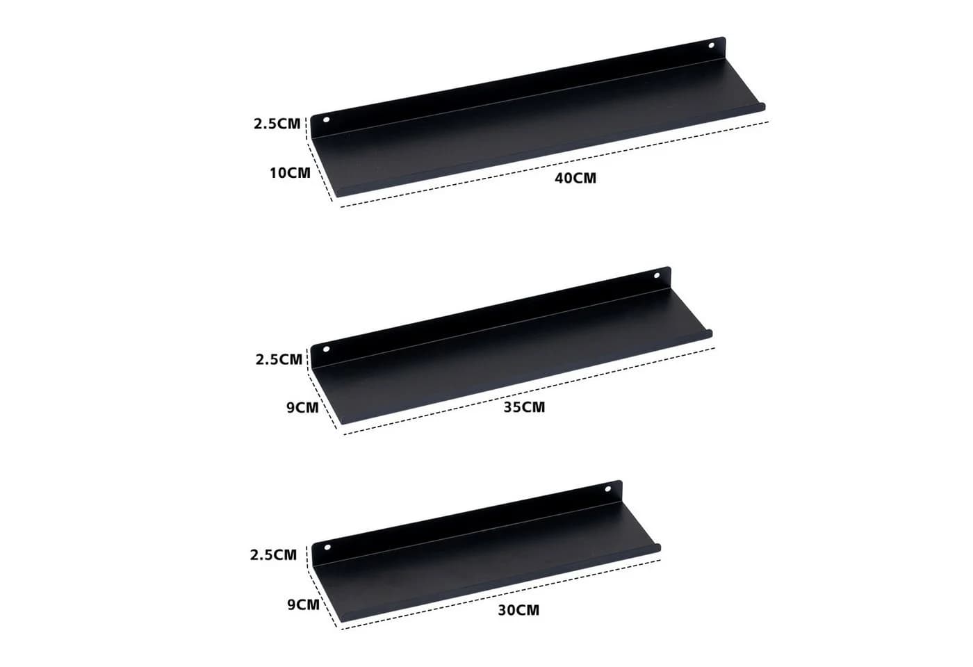 PROREGAL® Wandregal 3er Set Schwarz Metall Industrial - Bild 3