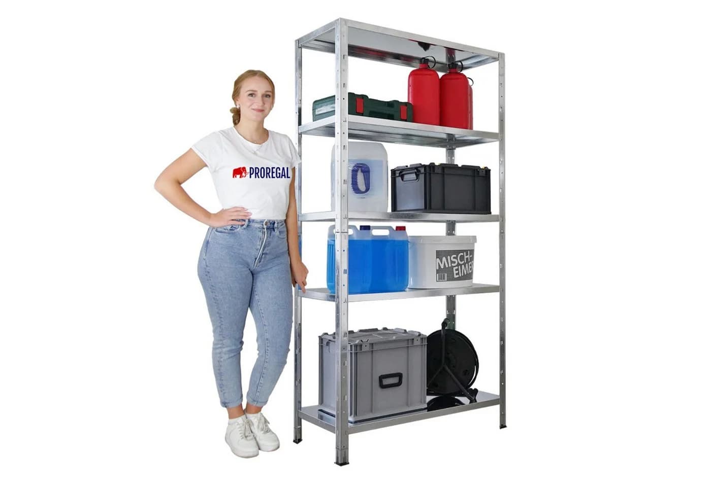 PROREGAL® Schwerlastregal Stahlregal ARES 180x90x40cm 5 Ebenen Verzinkt - Bild 3
