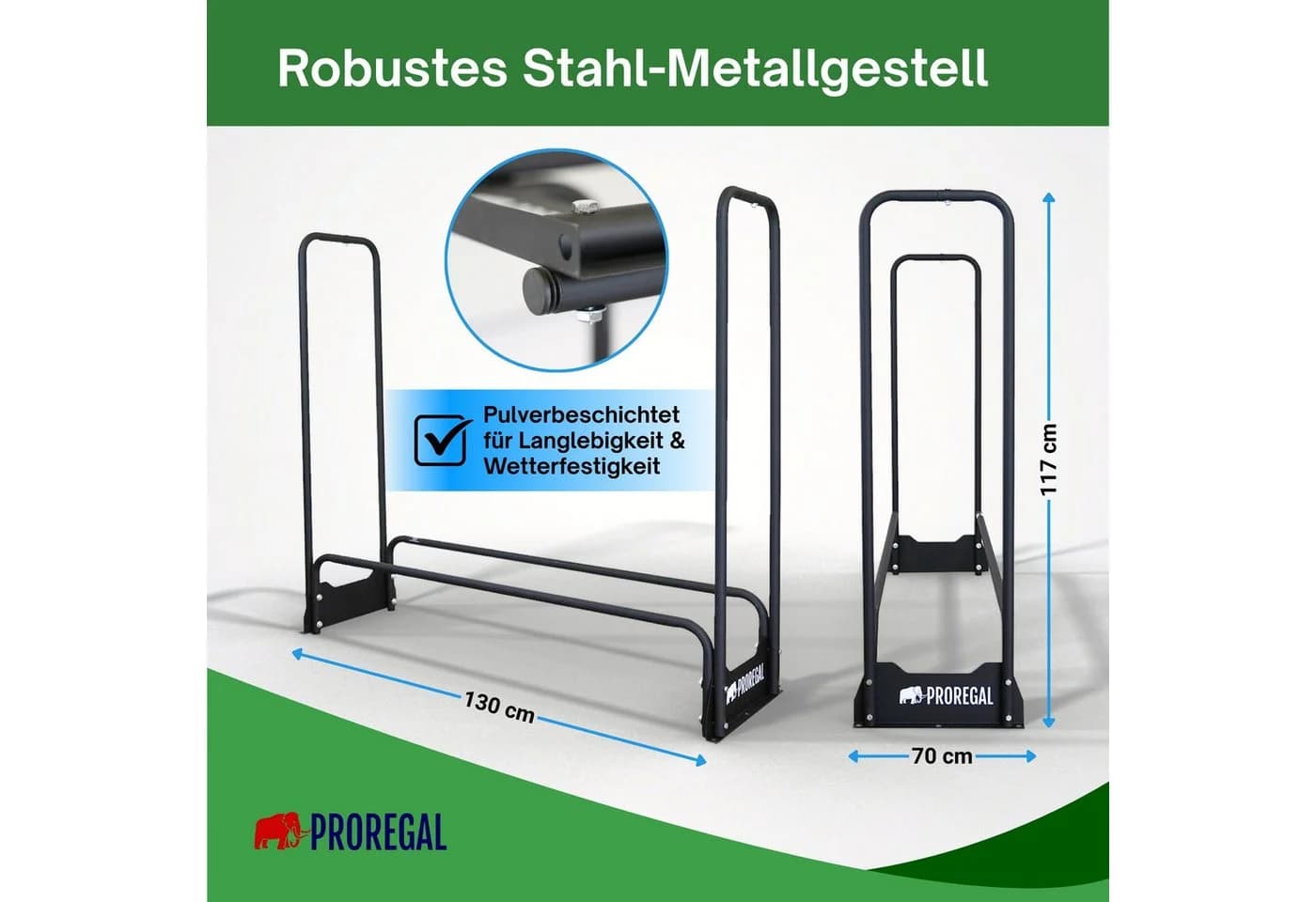 PROREGAL® Kaminholzregal Schwarz Wetterfest - Bild 4