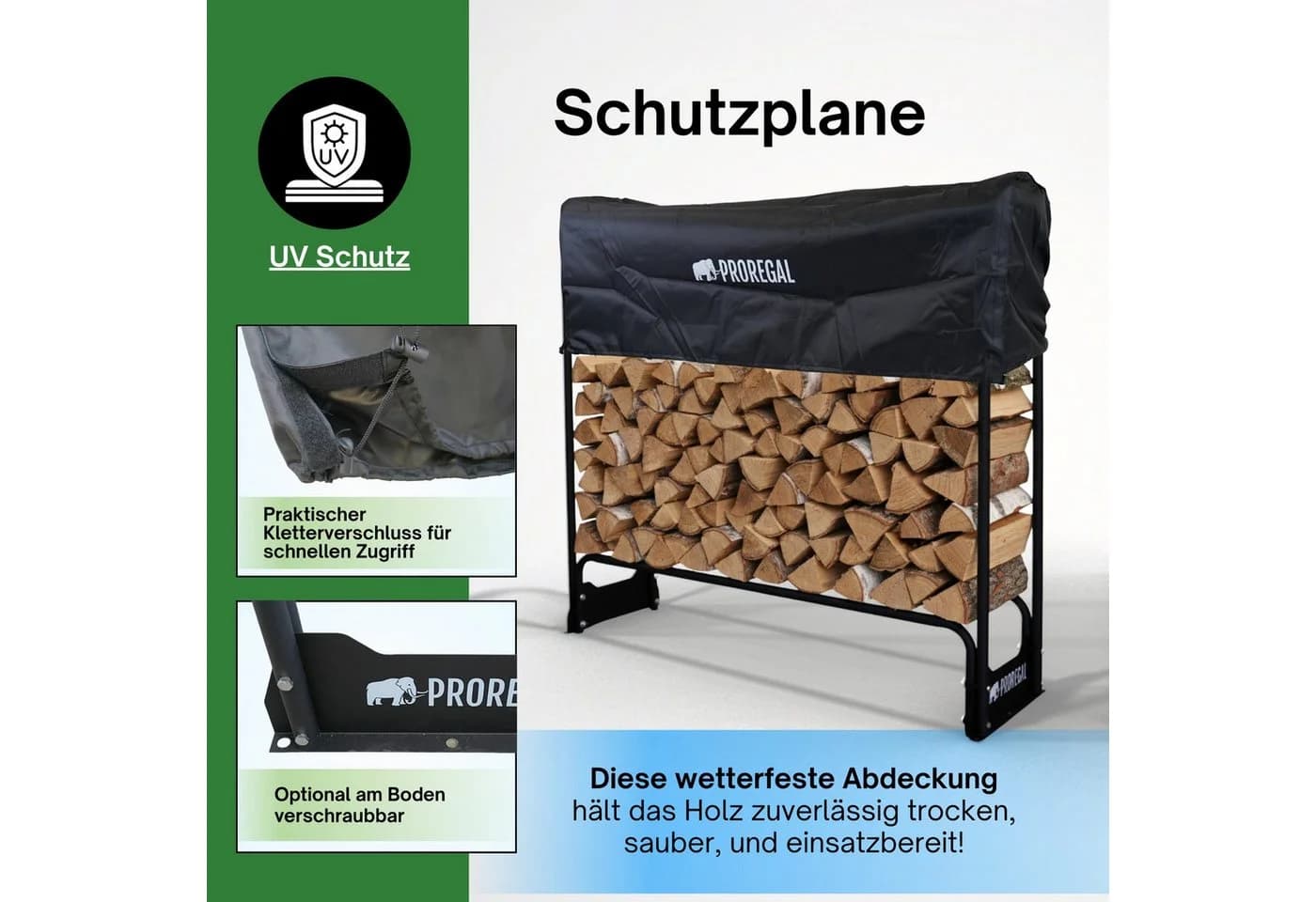 PROREGAL® Kaminholzregal Schwarz Wetterfest - Bild 5