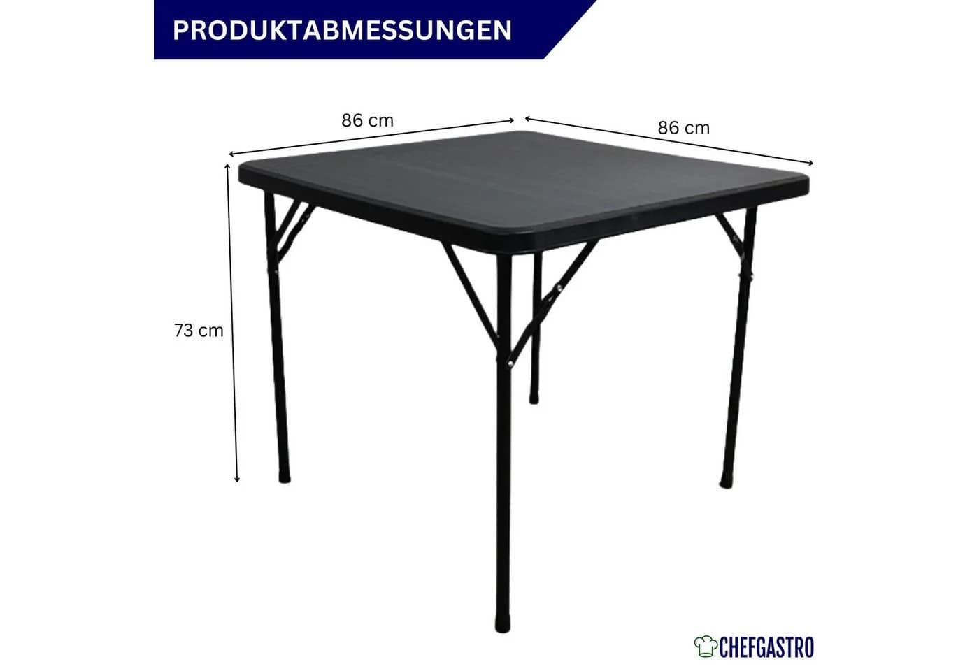 PROREGAL® Gartentisch Balkontisch Klappbar 86x86cm 4 Personen Schwarz