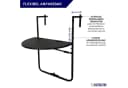 PROREGAL® Balkonhängetisch Klappbar 60x40cm Rattan Optik Schwarz Metall Kunststoff Bild 3