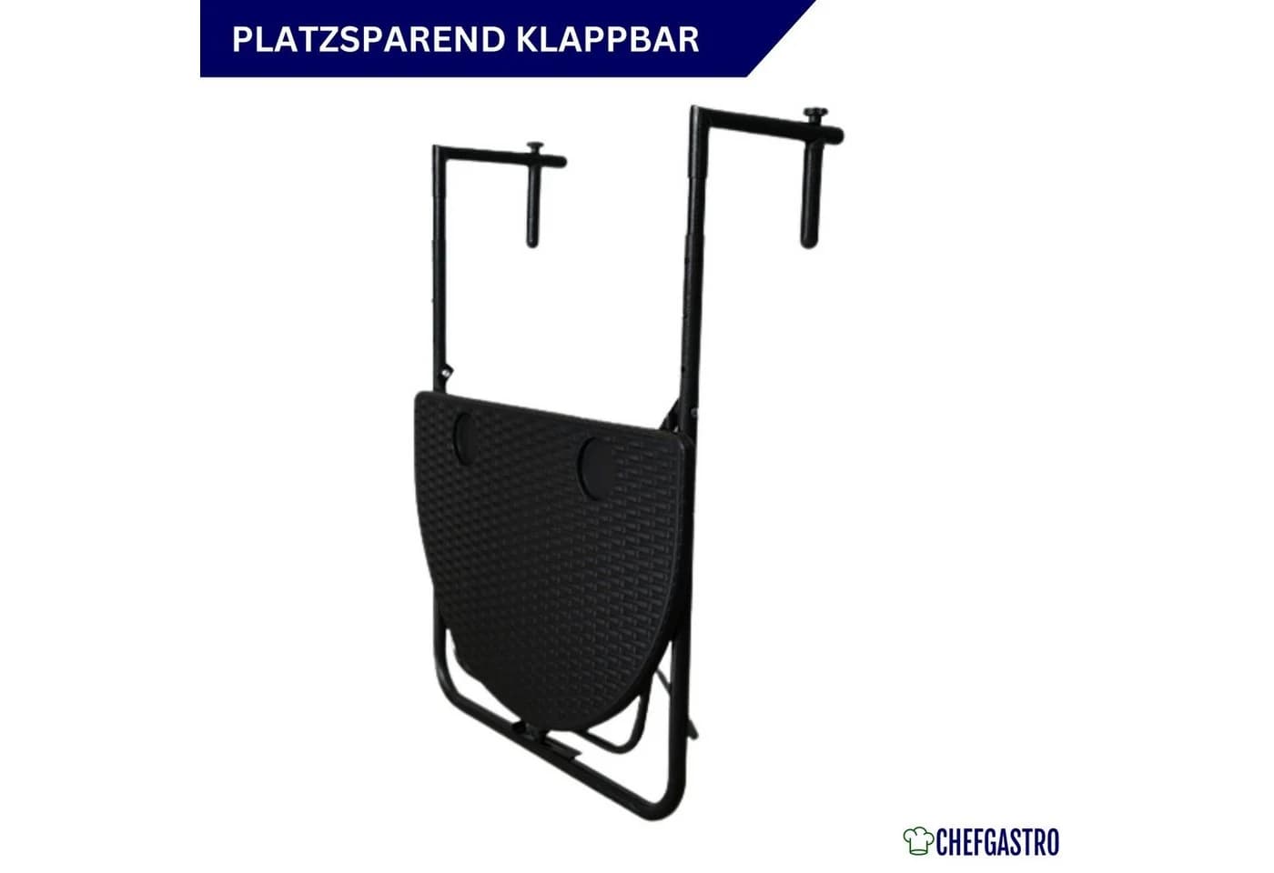 PROREGAL® Balkonhängetisch Klappbar 60x40cm Rattan Optik Schwarz Metall Kunststoff - Bild 5