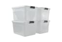 PROREGAL® Aufbewahrungsbox 30 Liter Kunststoff Transparent Stapelbar 4er-Set Bild 2