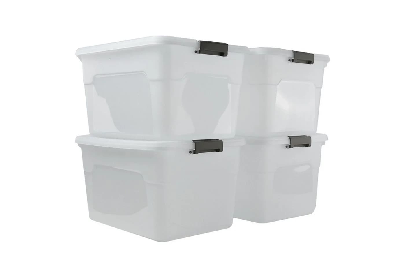 PROREGAL® Aufbewahrungsbox 30 Liter Kunststoff Transparent Stapelbar 4er-Set - Bild 2