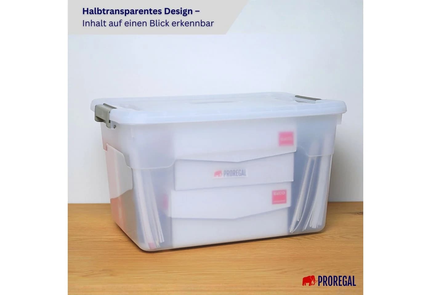 PROREGAL Aufbewahrungsbox mit Deckel 45L Transparent 6er Set - Bild 3