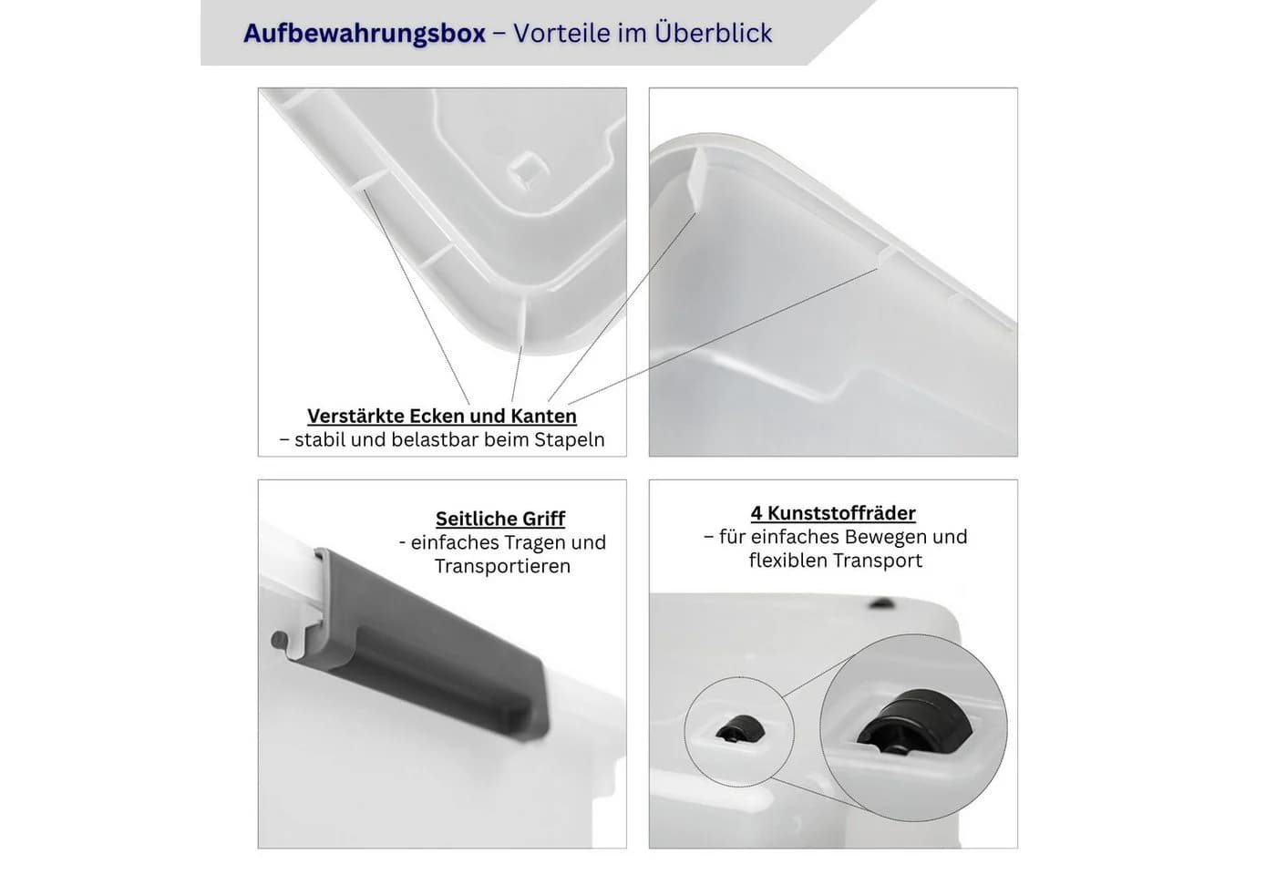PROREGAL Aufbewahrungsbox mit Deckel 45L Transparent 6er Set - Bild 4