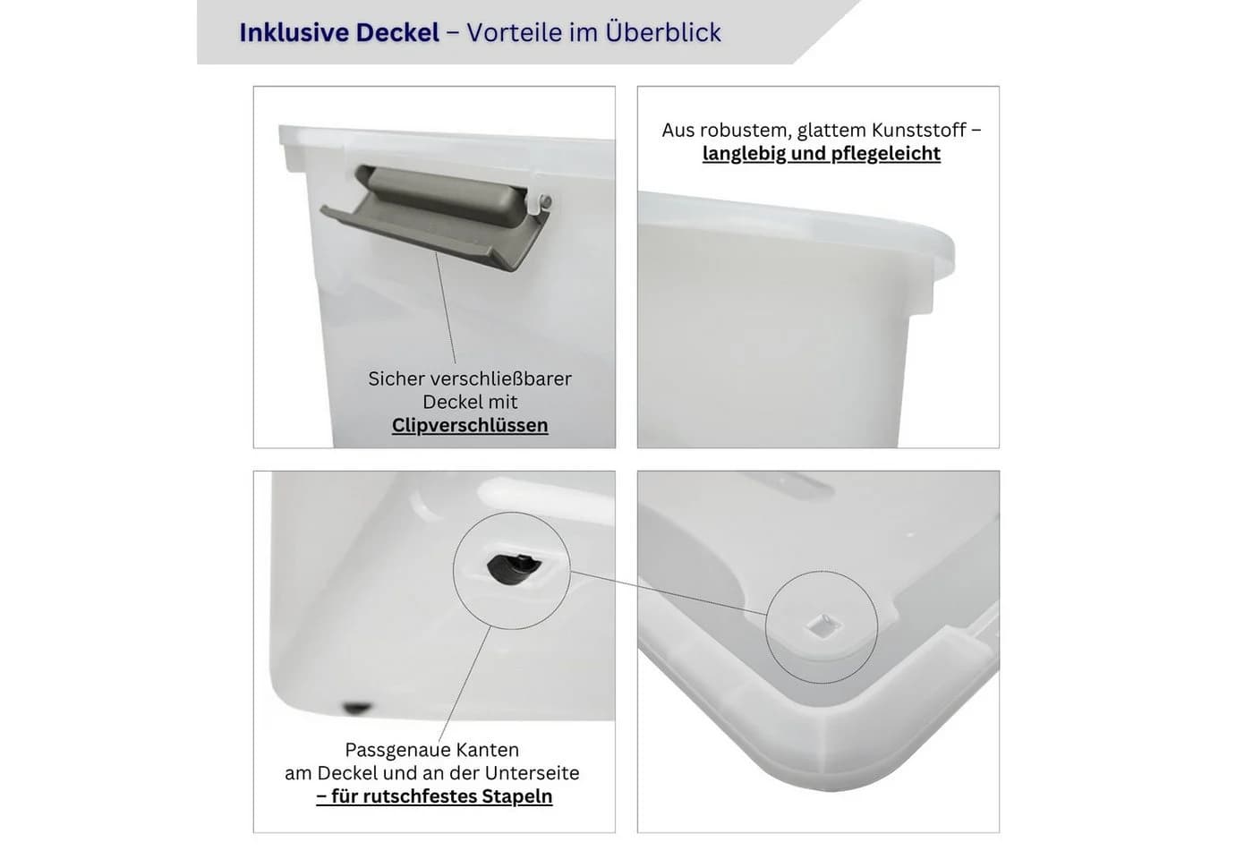 PROREGAL Aufbewahrungsbox mit Deckel 45L Transparent 6er Set - Bild 5