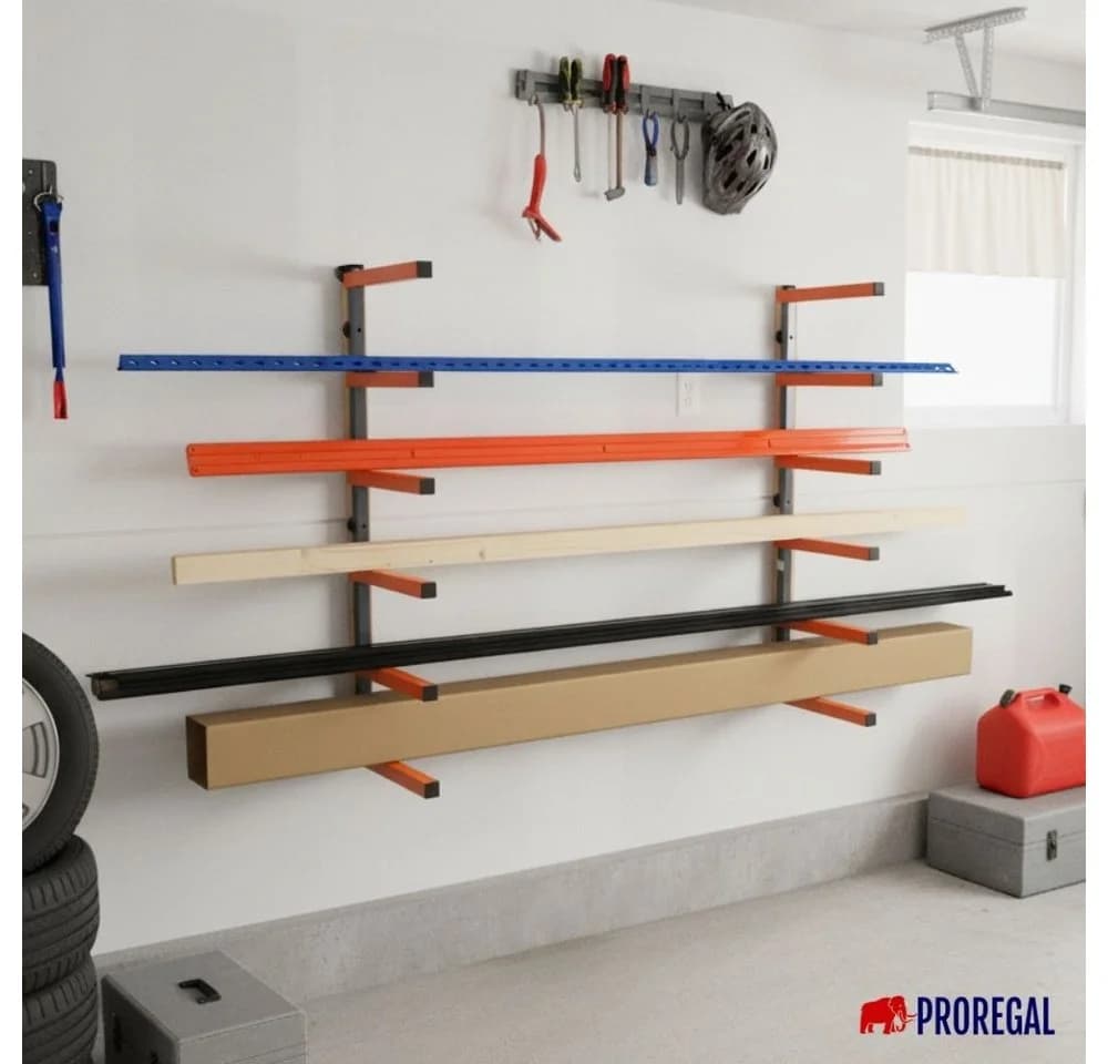PROREGAL® Schwerlast-Kragarmregal Wandmontage 6 Ebenen Grau