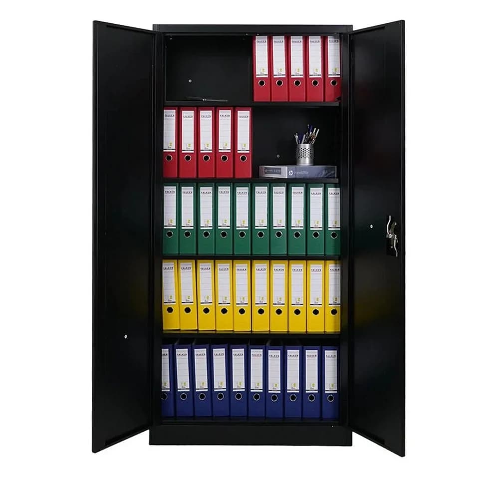 PROREGAL Mehrzweckschrank ELEPHANT Schwarz Flügeltürenschrank Stahl
