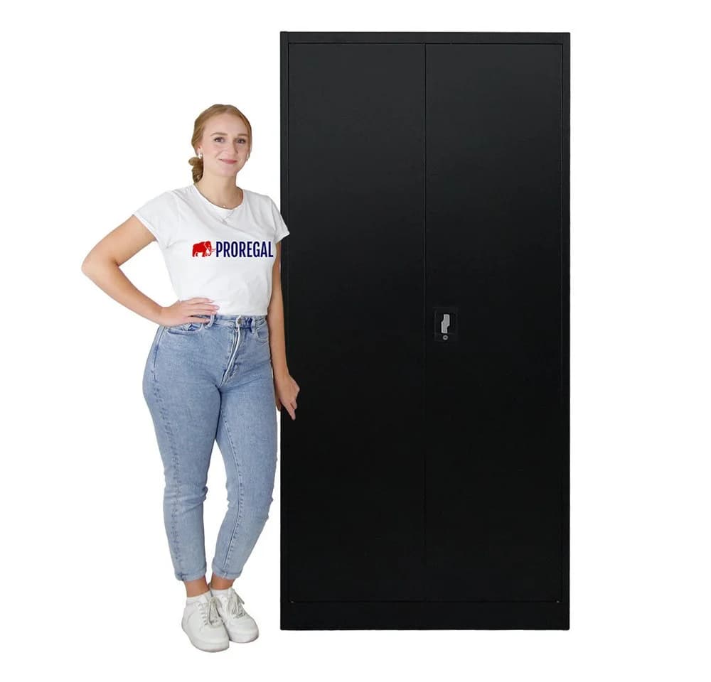 PROREGAL Mehrzweckschrank ELEPHANT Schwarz Flügeltürenschrank Stahl - Bild 5