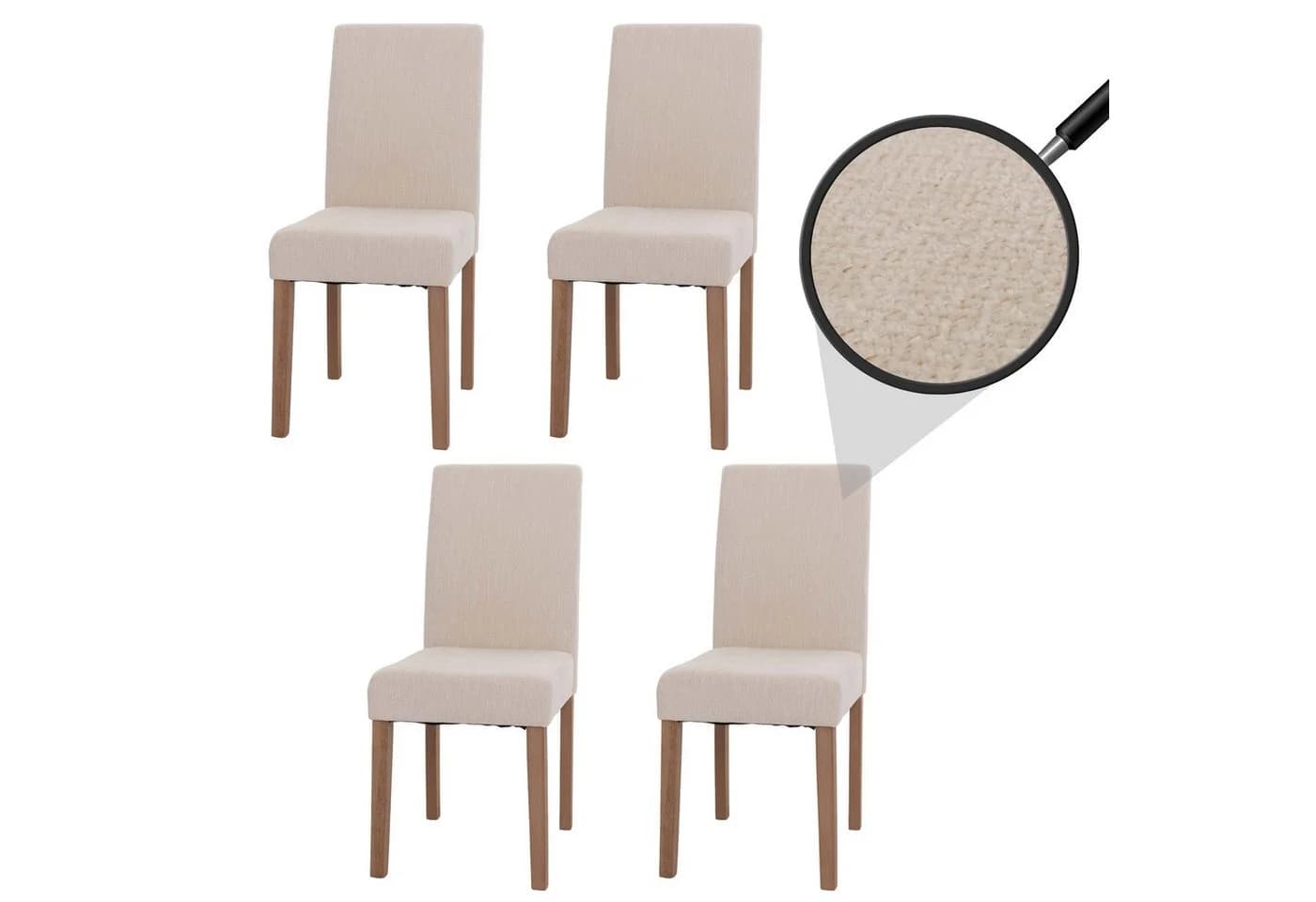 PROREGAL® Esszimmerstuhl Set 4-tlg. Beige/Creme Chenille Holz