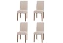 PROREGAL® Esszimmerstuhl Set 4-tlg. Beige/Creme Chenille Holz Bild 2