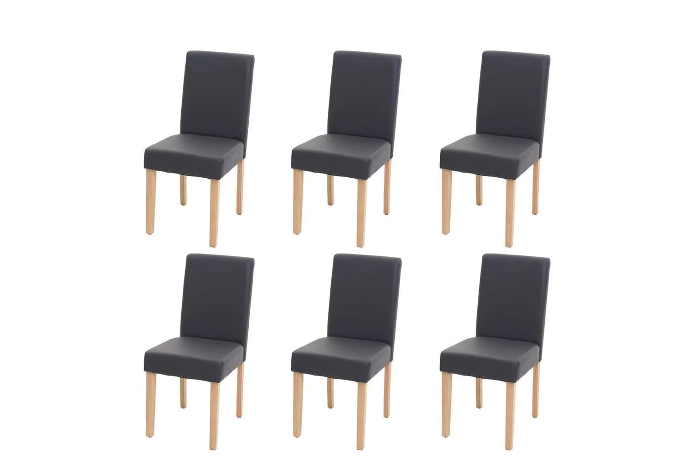 PROREGAL® Esszimmerstuhl 6er Set Grau Kunstleder - Bild 2