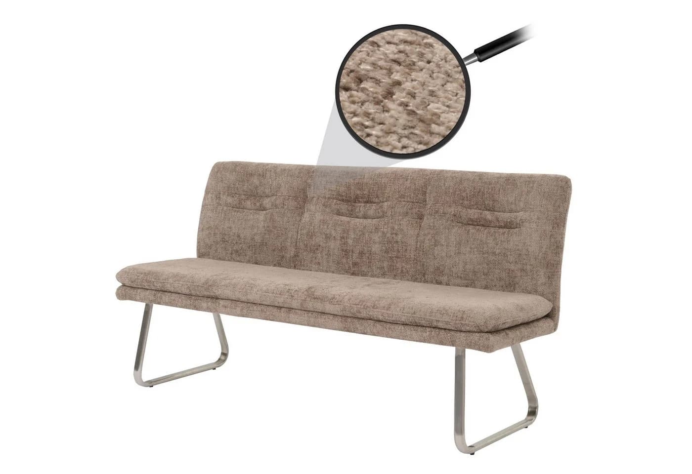 PROREGAL® Sitzbank mit Rückenlehne Braun Edelstahl