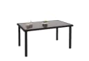 PROREGAL® Gartentisch Poly-Rattan Schwarz mit Glasplatte Bild 1