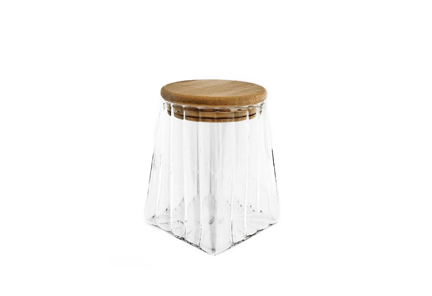 Mulex Vorratsglas 3er Set Borosilikatglas mit Holzdeckel