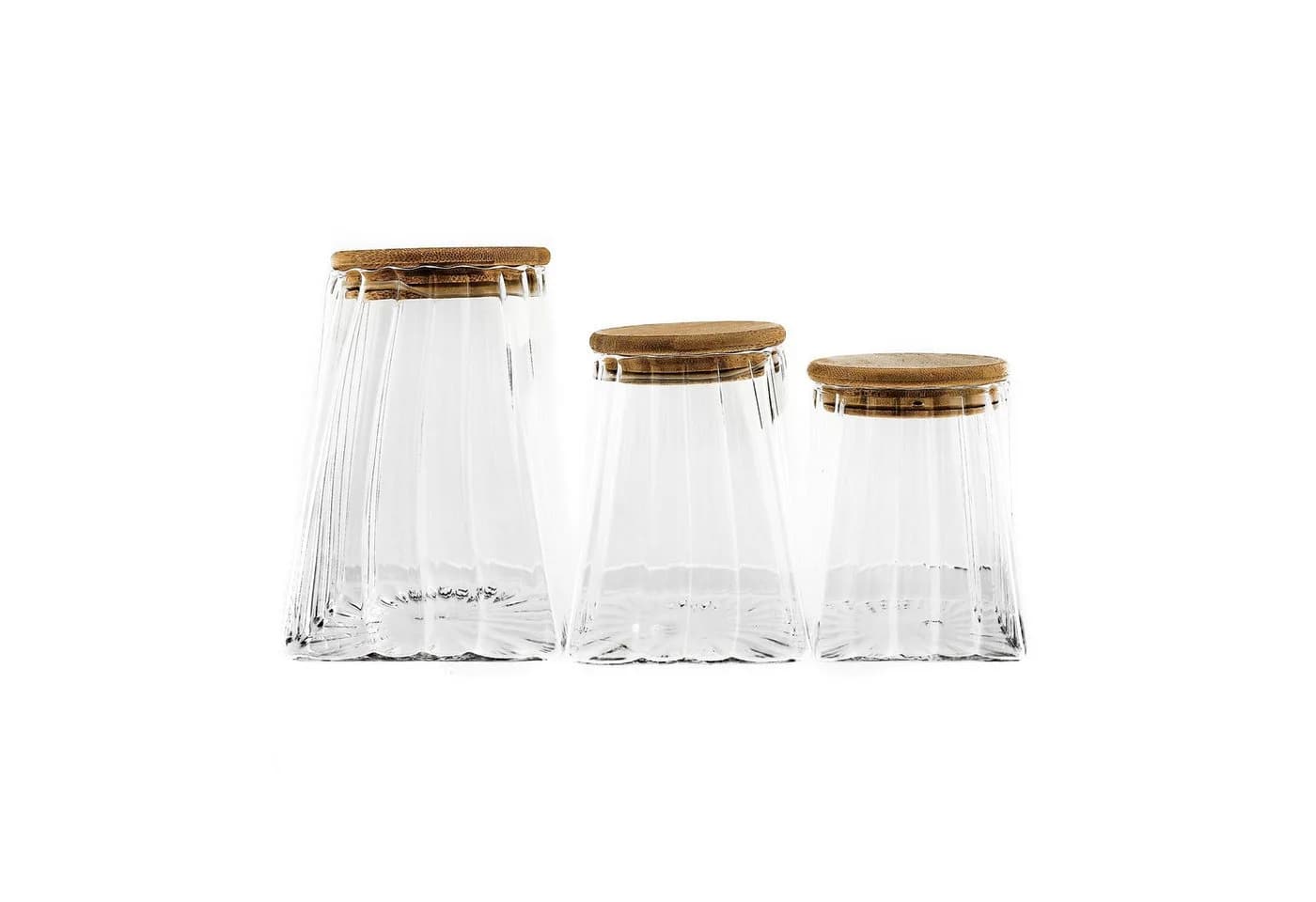 Mulex Vorratsglas 3er Set Borosilikatglas mit Holzdeckel - Bild 2